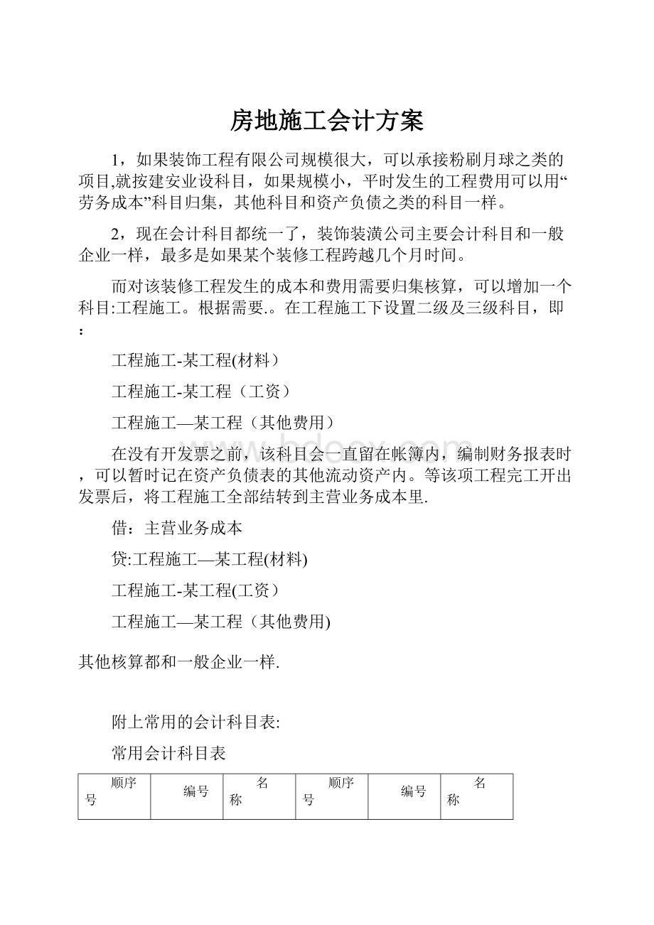 房地施工会计方案.docx