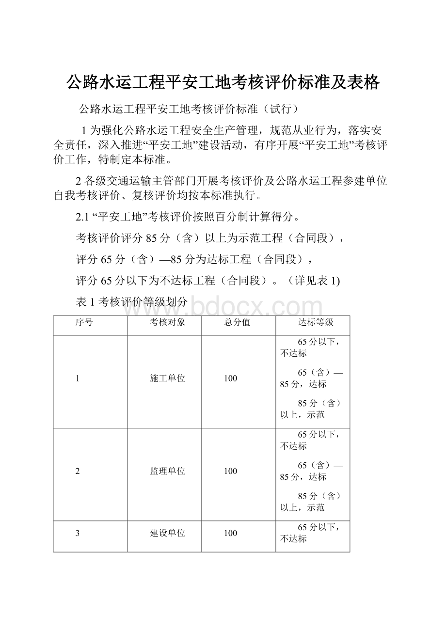 公路水运工程平安工地考核评价标准及表格.docx