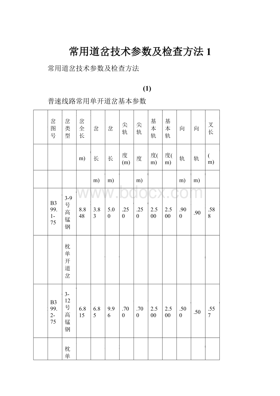 常用道岔技术参数及检查方法1.docx