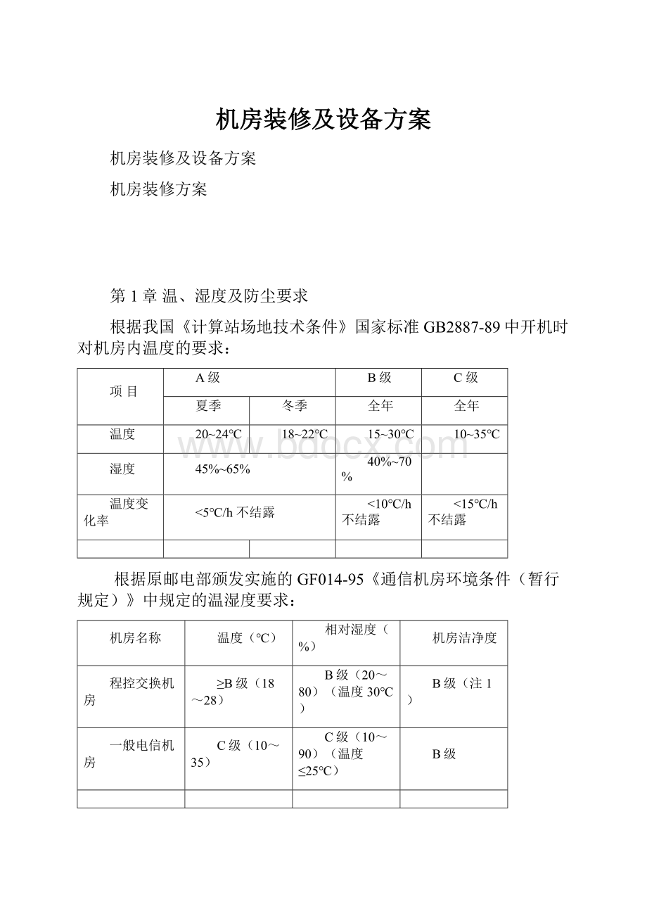 机房装修及设备方案.docx