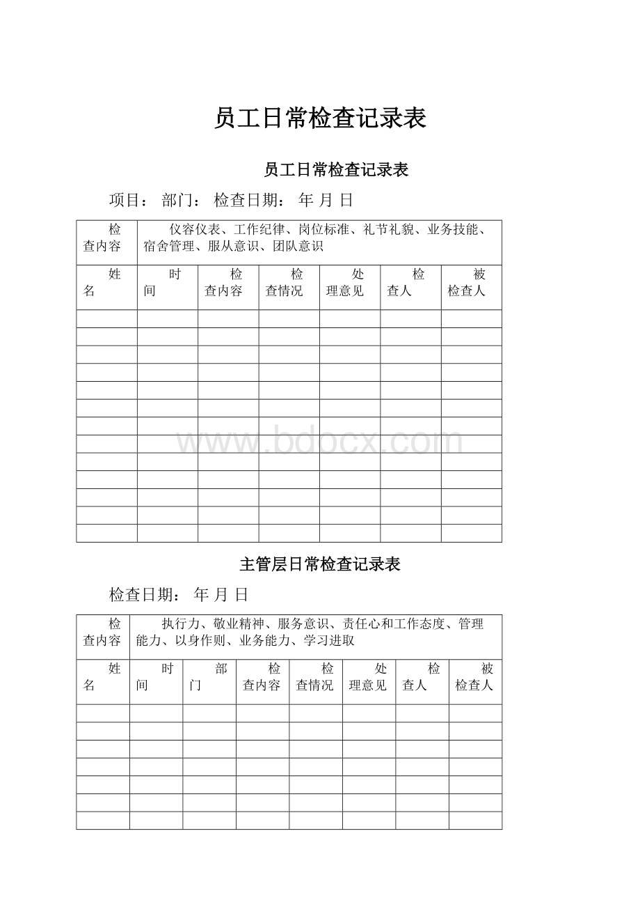 员工日常检查记录表.docx_第1页