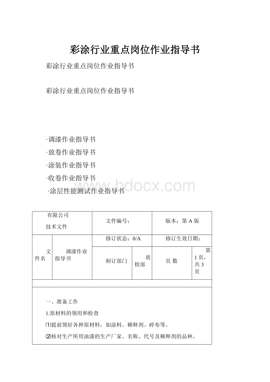 彩涂行业重点岗位作业指导书.docx