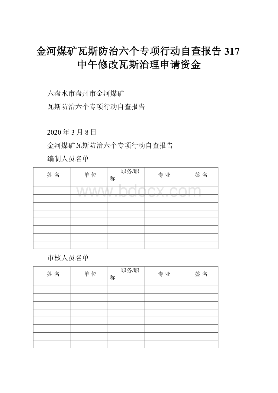 金河煤矿瓦斯防治六个专项行动自查报告317中午修改瓦斯治理申请资金.docx