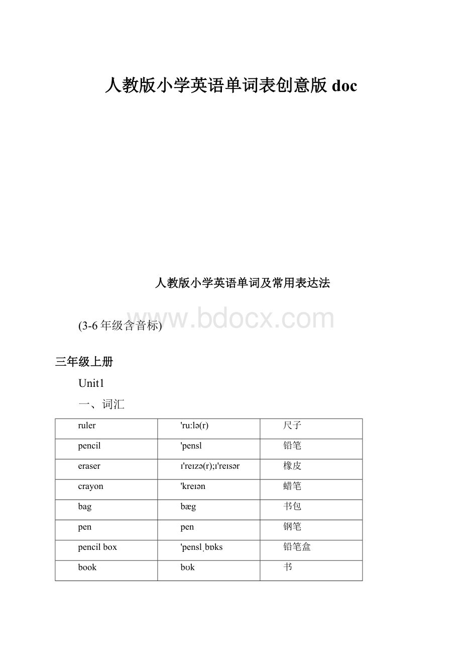 人教版小学英语单词表创意版doc.docx_第1页