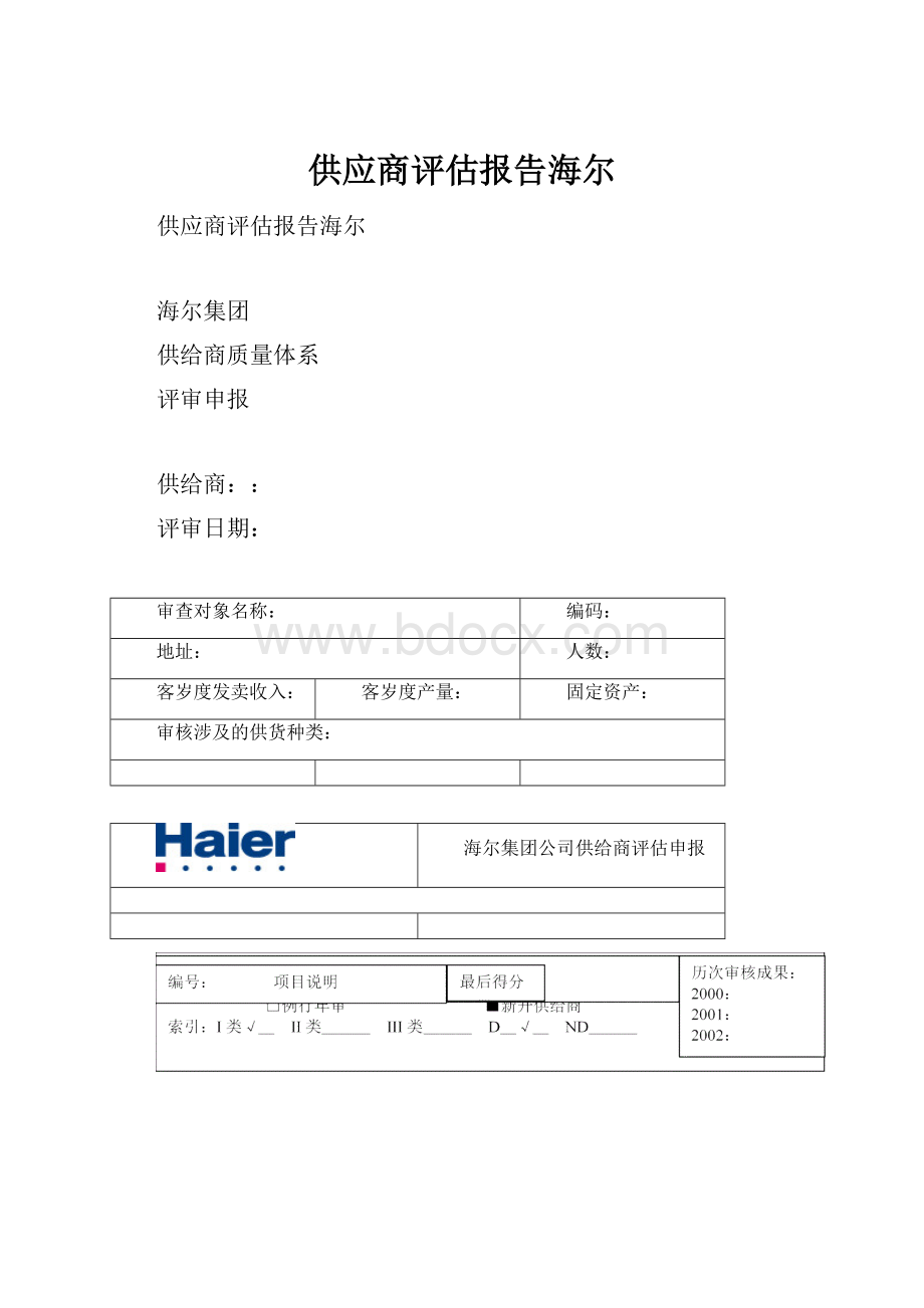 供应商评估报告海尔.docx_第1页