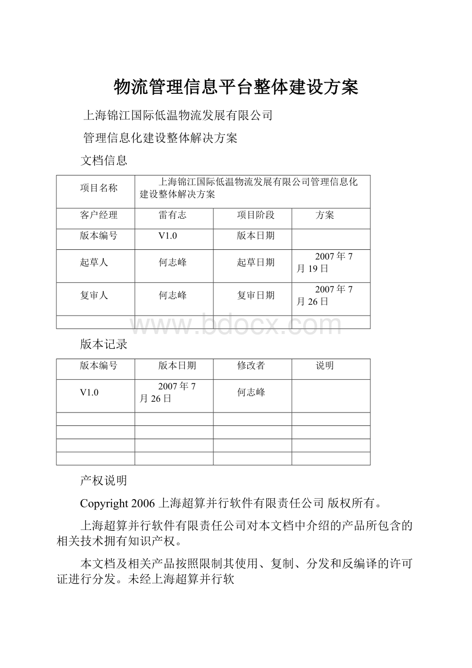 物流管理信息平台整体建设方案.docx_第1页