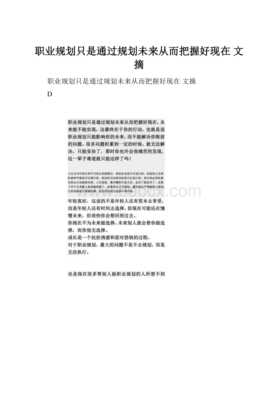 职业规划只是通过规划未来从而把握好现在文摘.docx_第1页