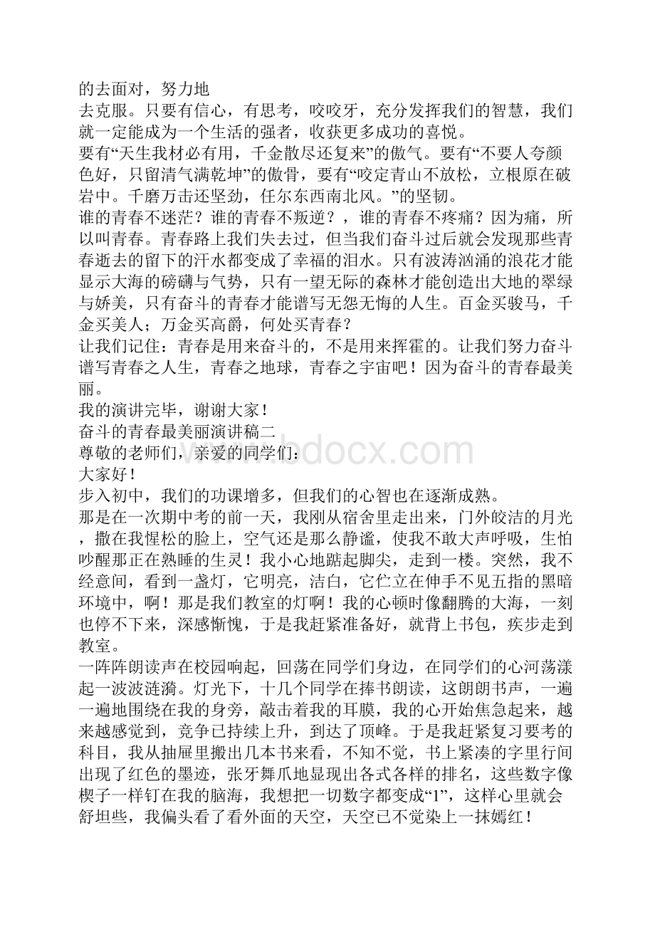 奋斗的青春最美丽演讲稿奋斗演讲稿大全.docx_第2页