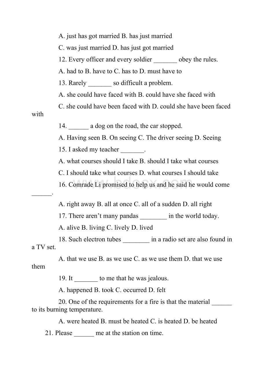 成人高考英语模拟试题及答案21.docx_第2页