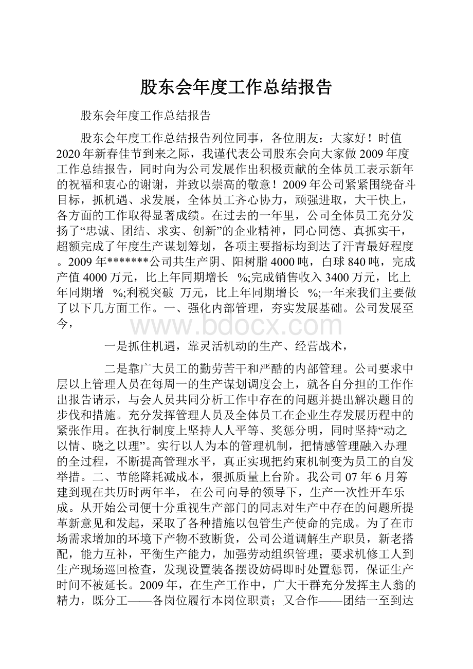 股东会年度工作总结报告.docx_第1页