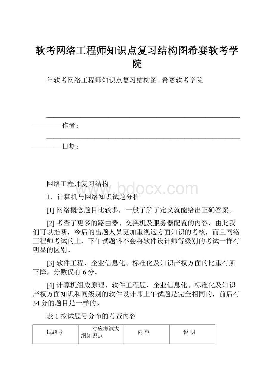 软考网络工程师知识点复习结构图希赛软考学院.docx