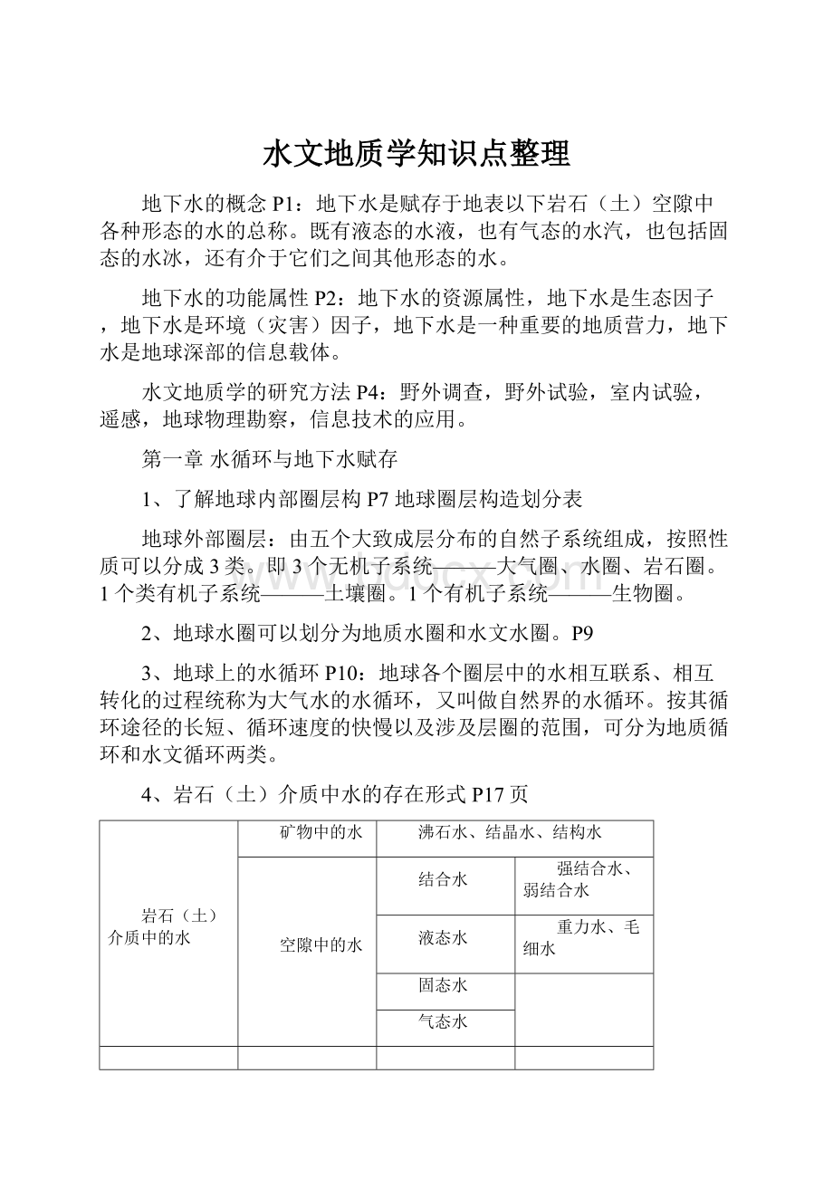 水文地质学知识点整理.docx