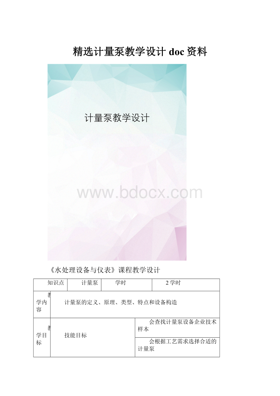 精选计量泵教学设计 doc资料.docx