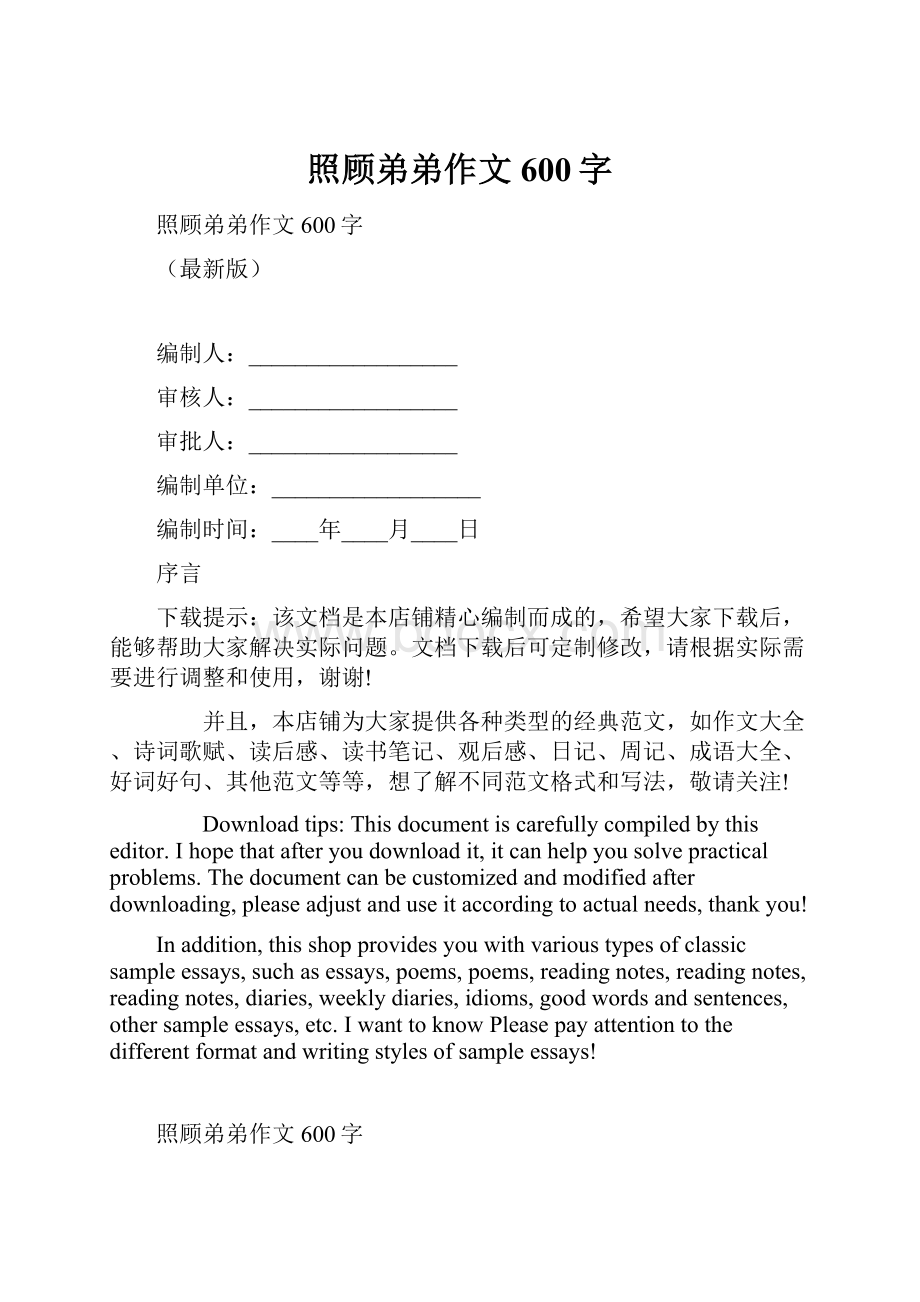 照顾弟弟作文600字.docx