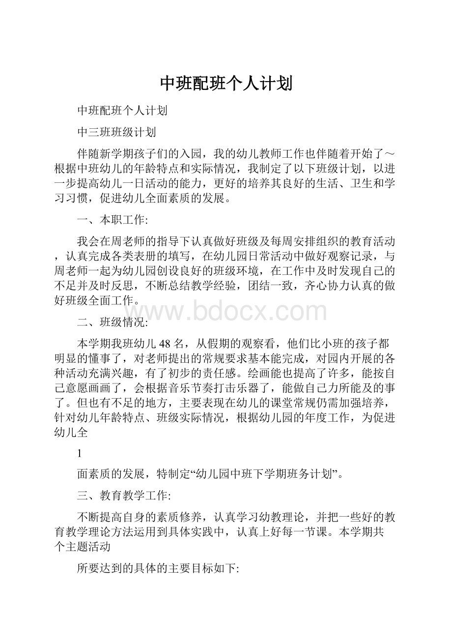 中班配班个人计划.docx