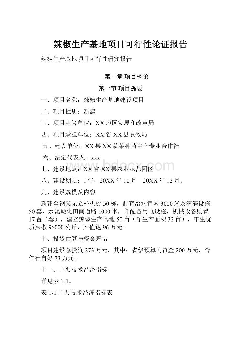 辣椒生产基地项目可行性论证报告.docx