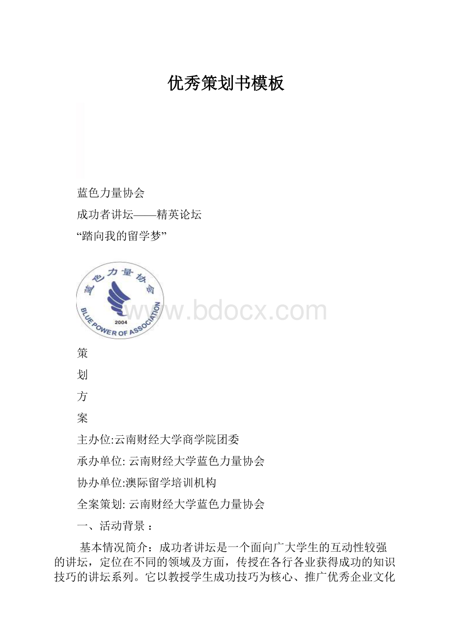 优秀策划书模板.docx