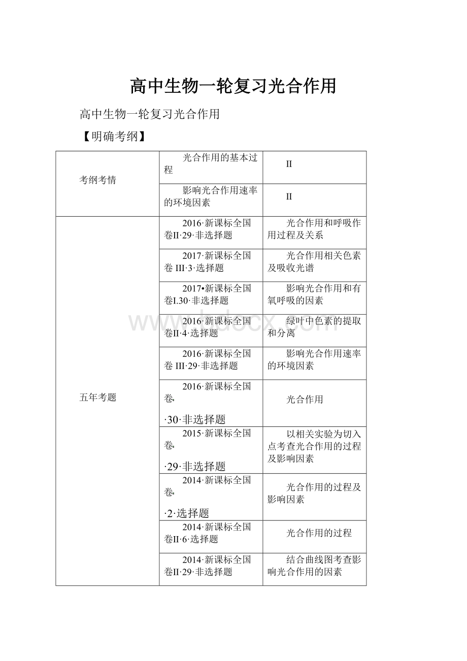 高中生物一轮复习光合作用.docx