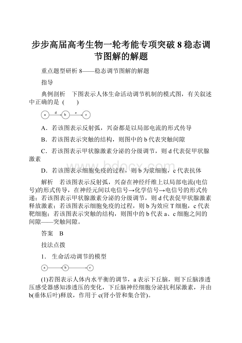 步步高届高考生物一轮考能专项突破8稳态调节图解的解题.docx