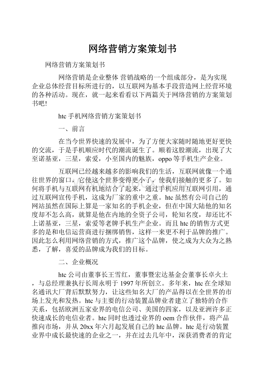 网络营销方案策划书.docx