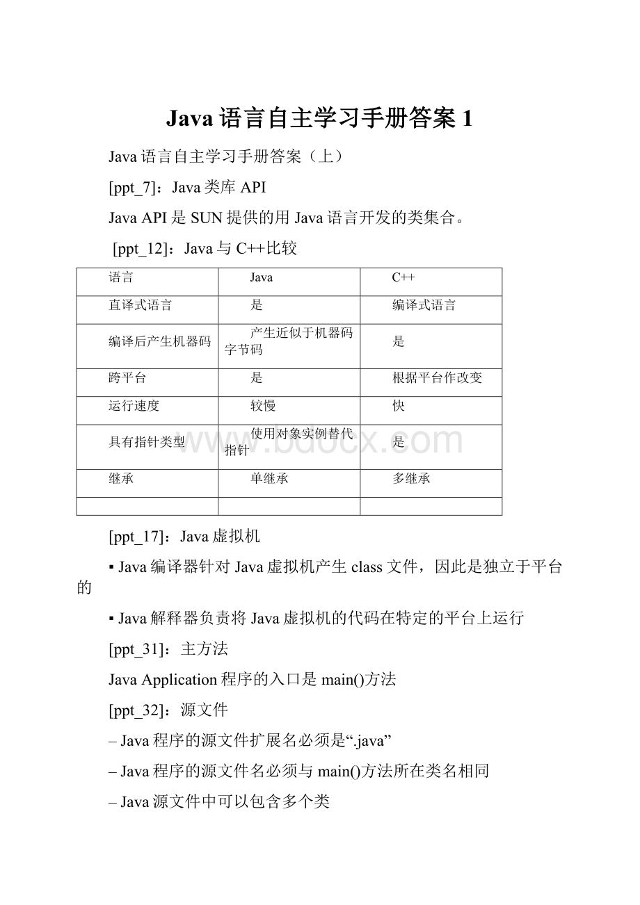 Java语言自主学习手册答案1.docx