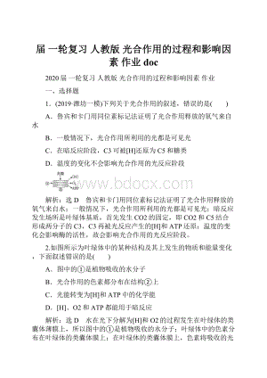 届 一轮复习人教版 光合作用的过程和影响因素作业doc.docx