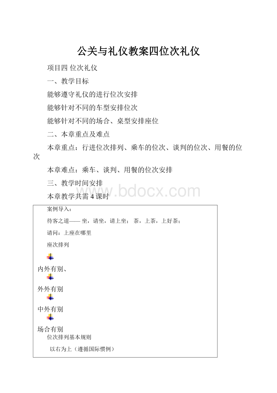 公关与礼仪教案四位次礼仪.docx