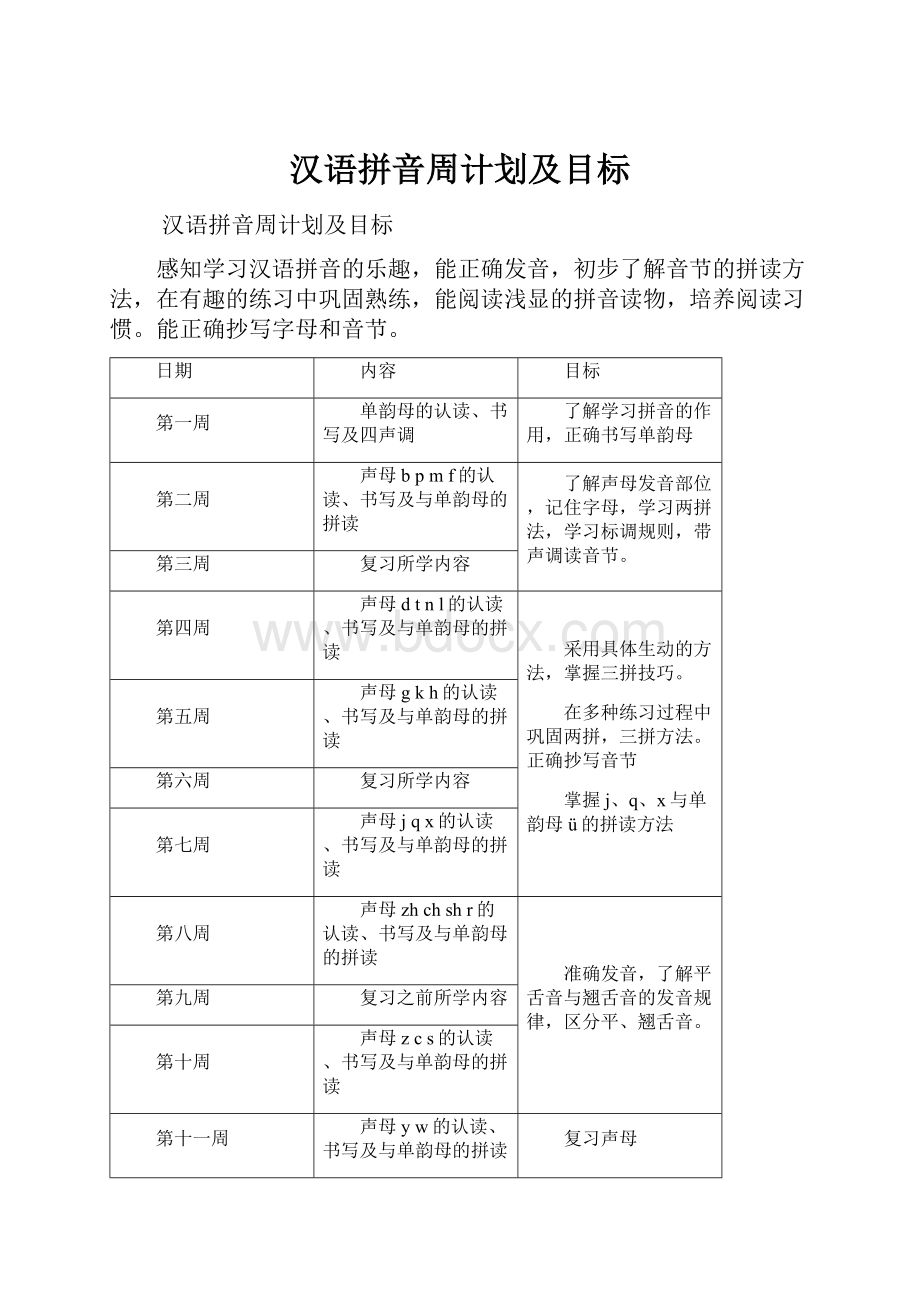 汉语拼音周计划及目标.docx_第1页