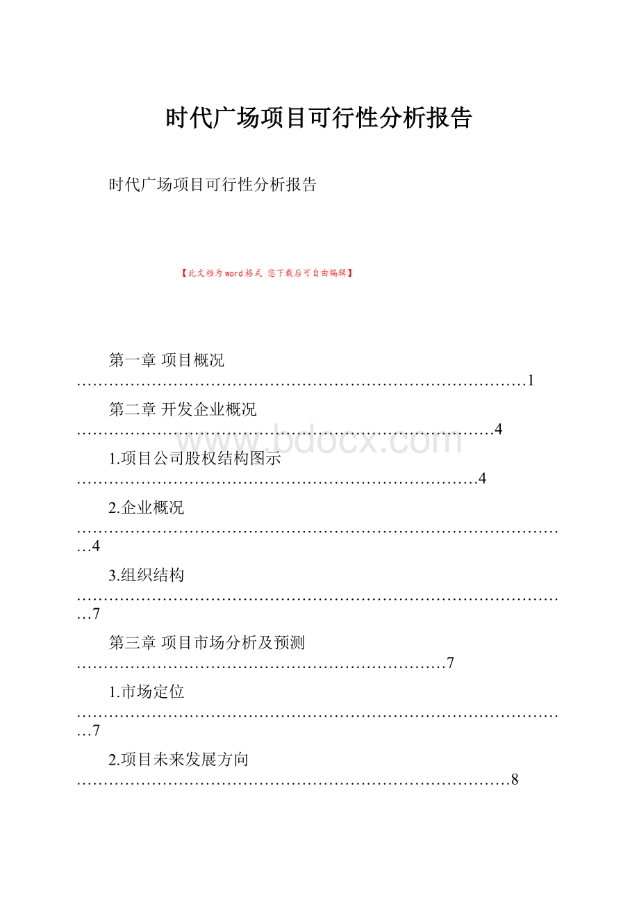 时代广场项目可行性分析报告.docx_第1页