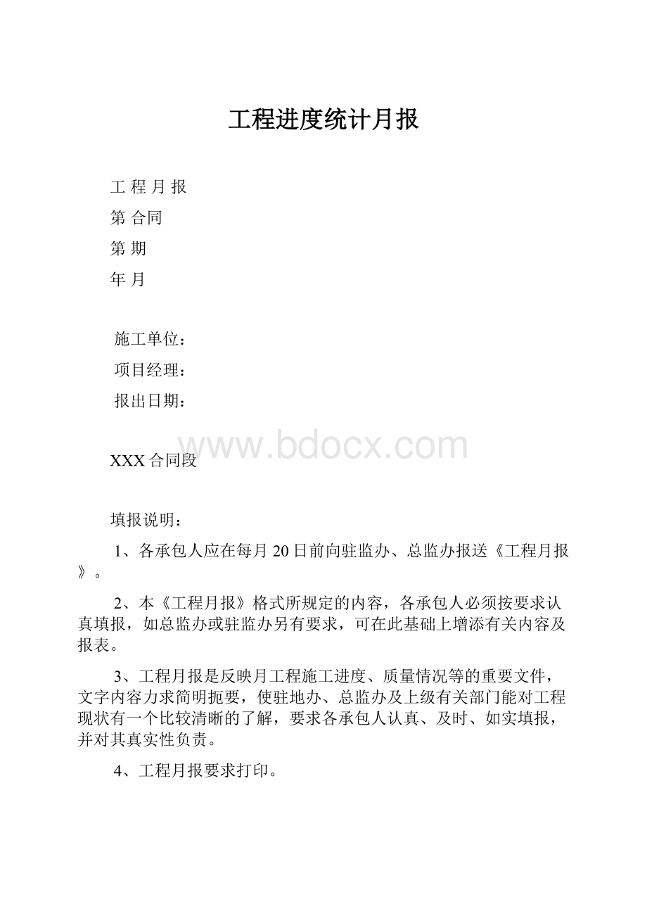 工程进度统计月报.docx