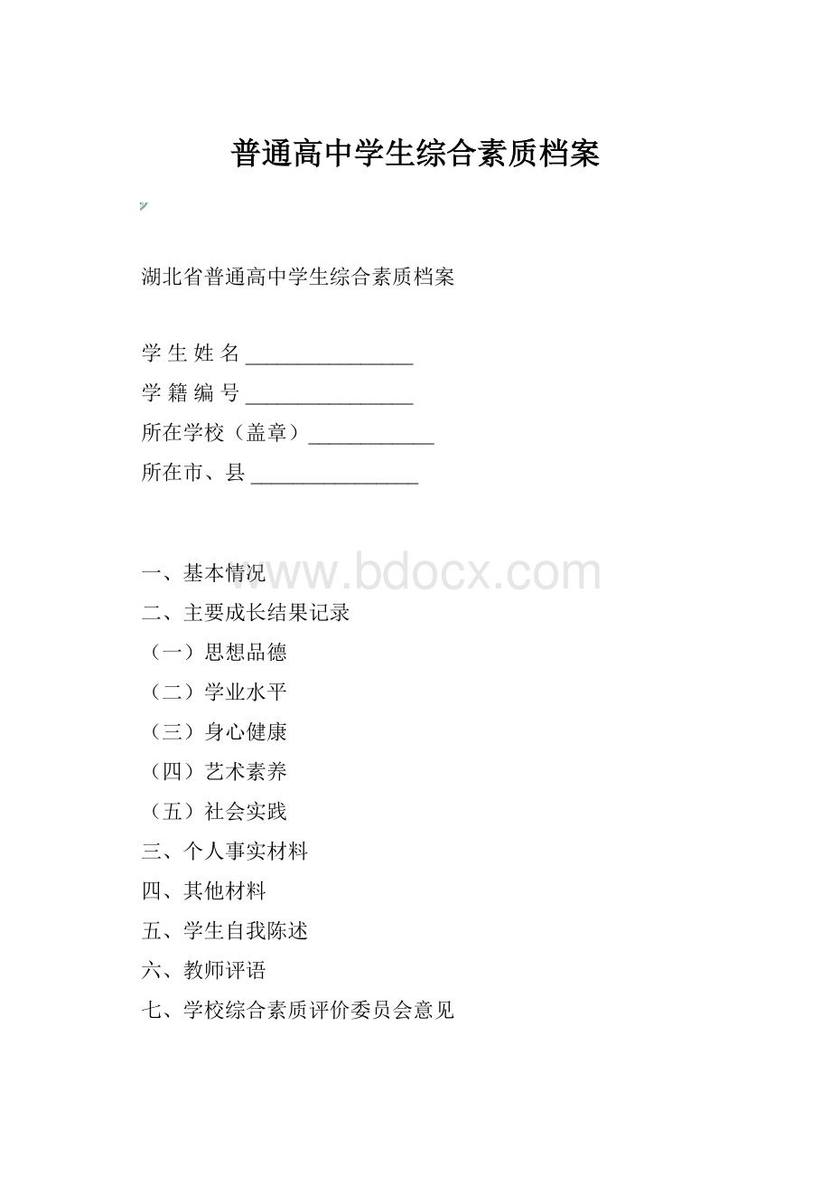 普通高中学生综合素质档案.docx