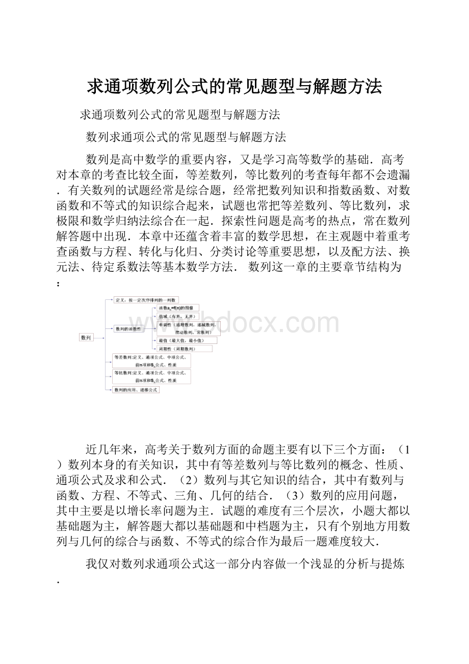 求通项数列公式的常见题型与解题方法.docx