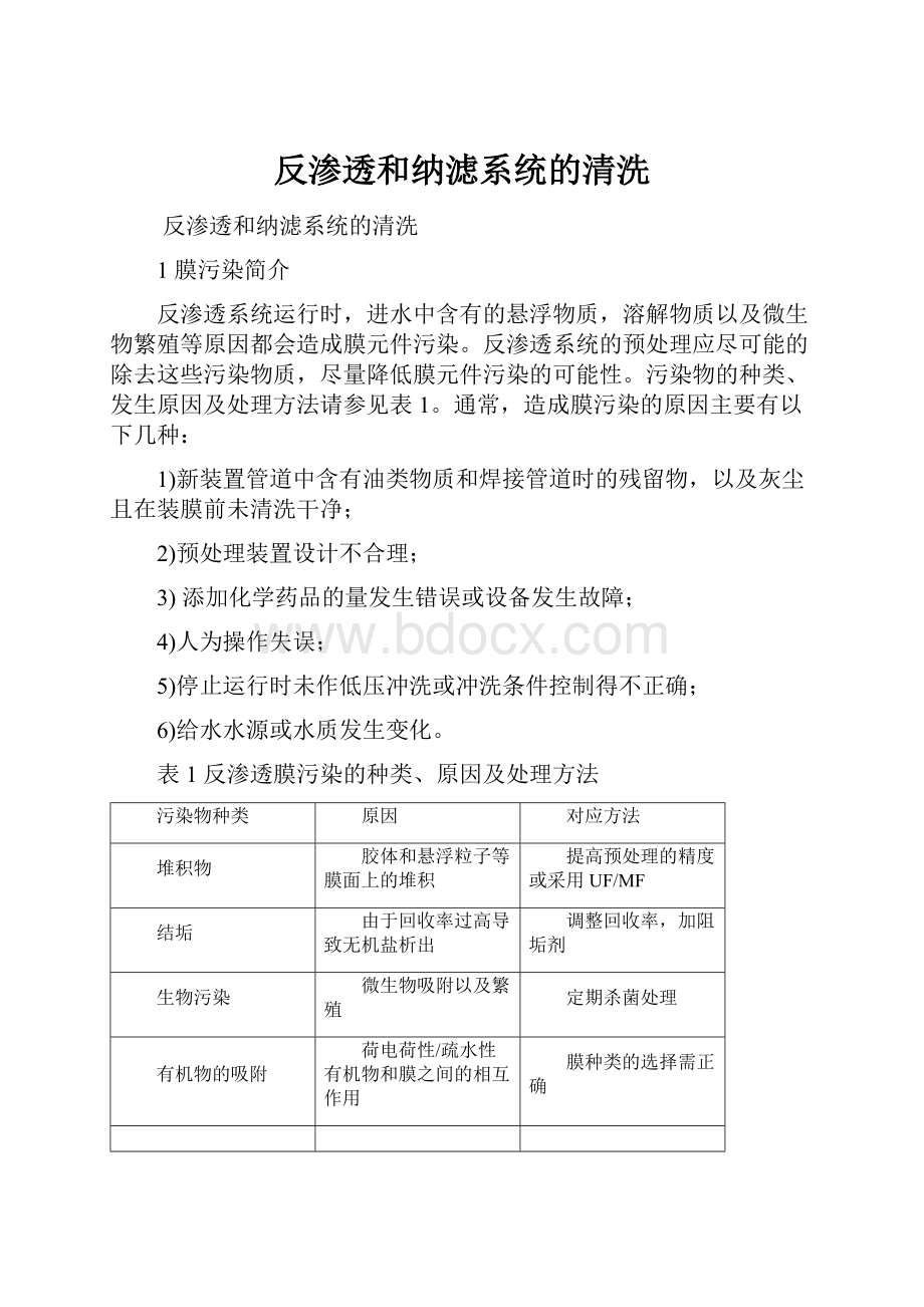 反渗透和纳滤系统的清洗.docx_第1页