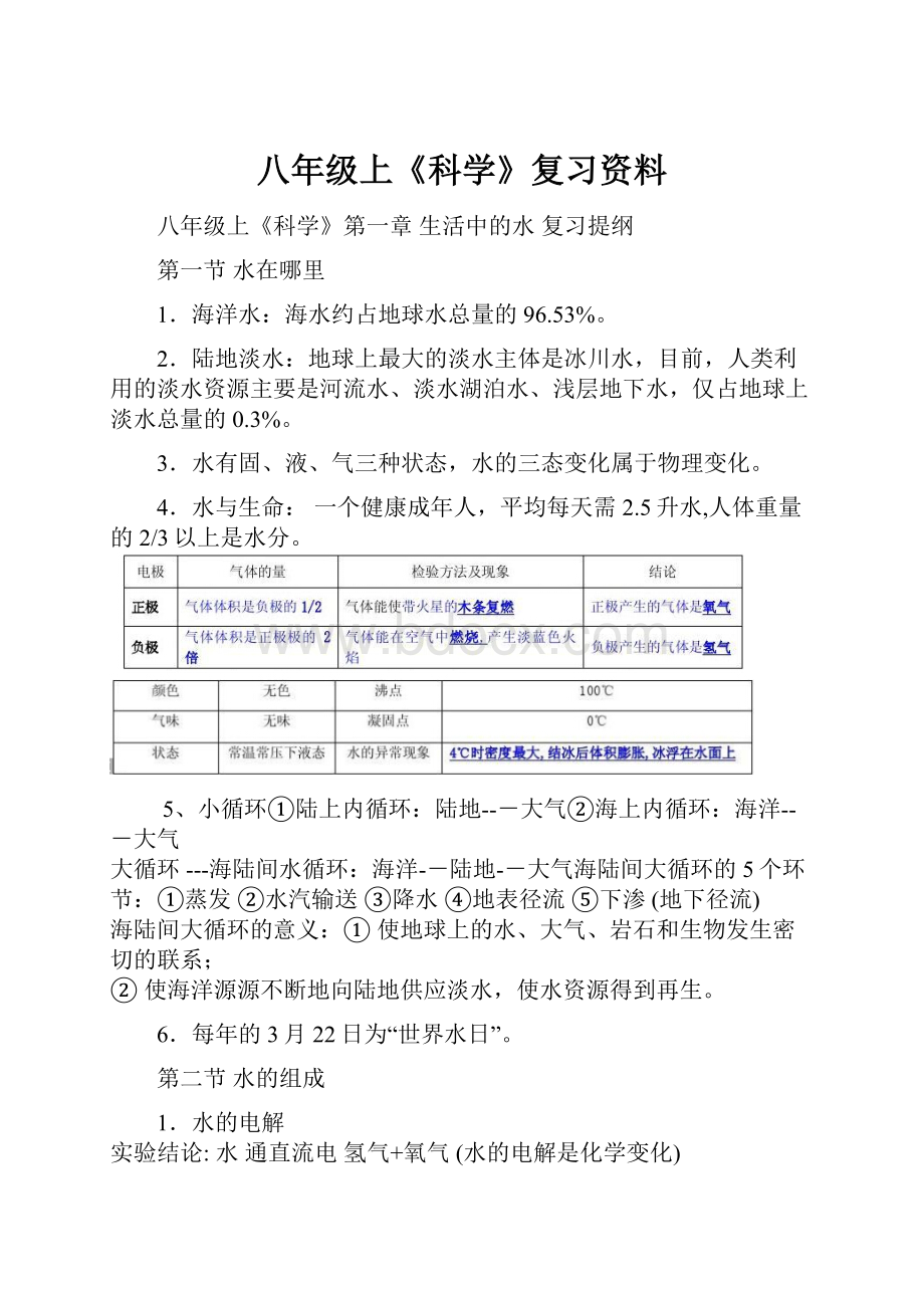 八年级上《科学》复习资料.docx