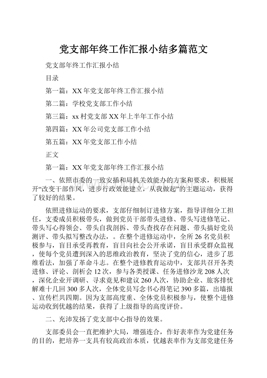 党支部年终工作汇报小结多篇范文.docx