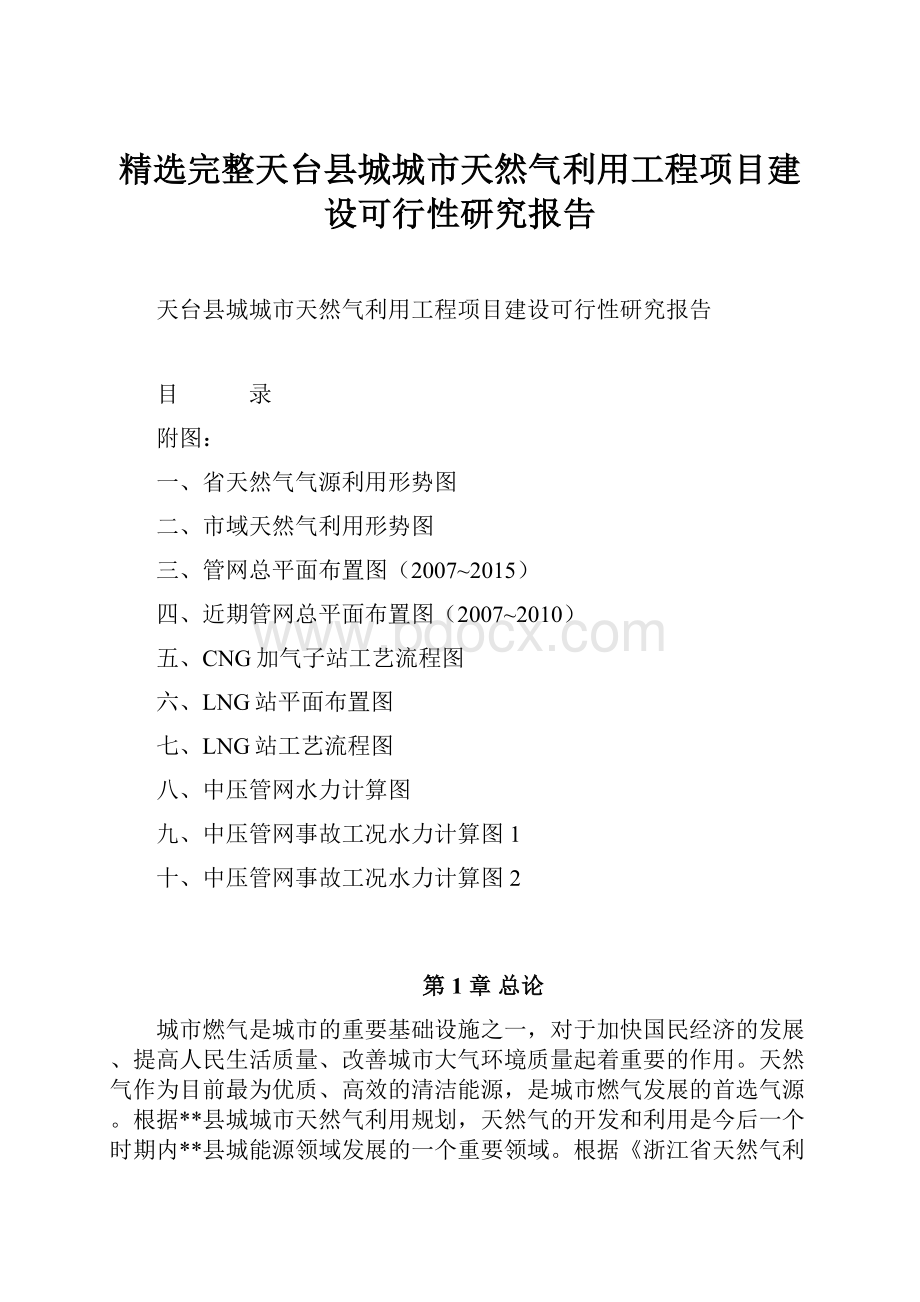 精选完整天台县城城市天然气利用工程项目建设可行性研究报告.docx