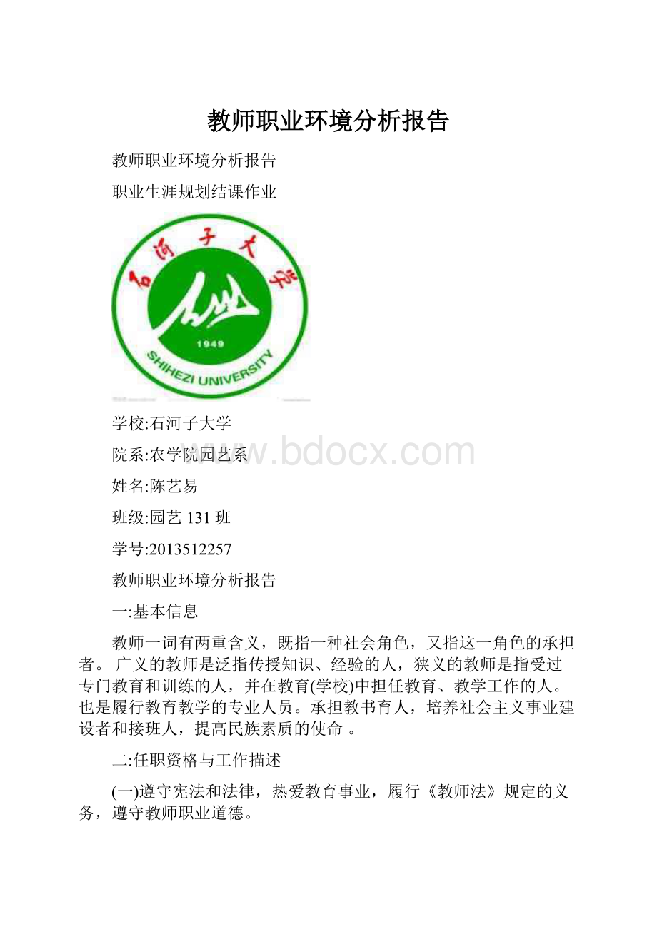 教师职业环境分析报告.docx_第1页