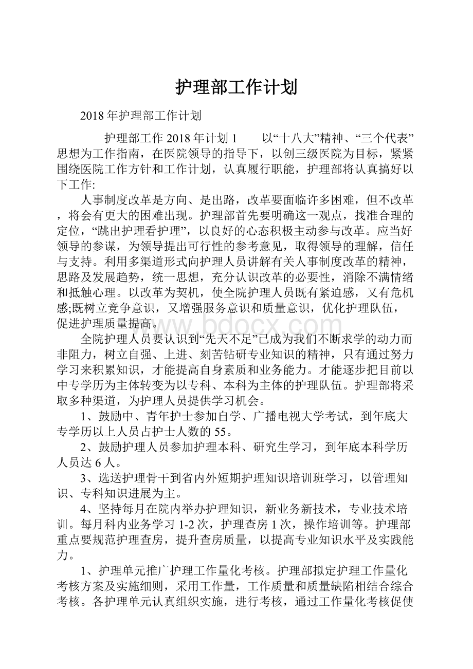 护理部工作计划.docx