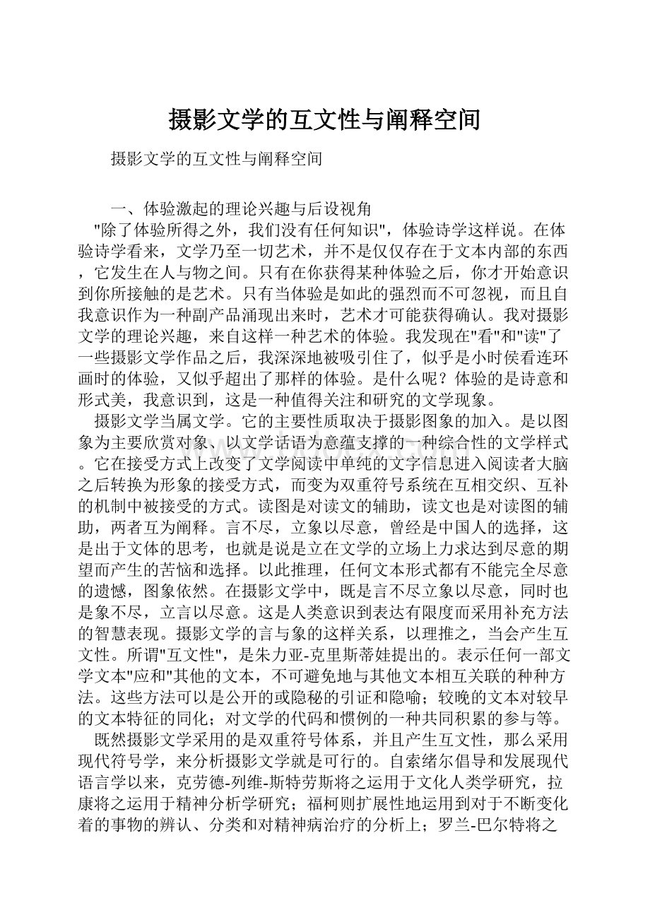 摄影文学的互文性与阐释空间.docx