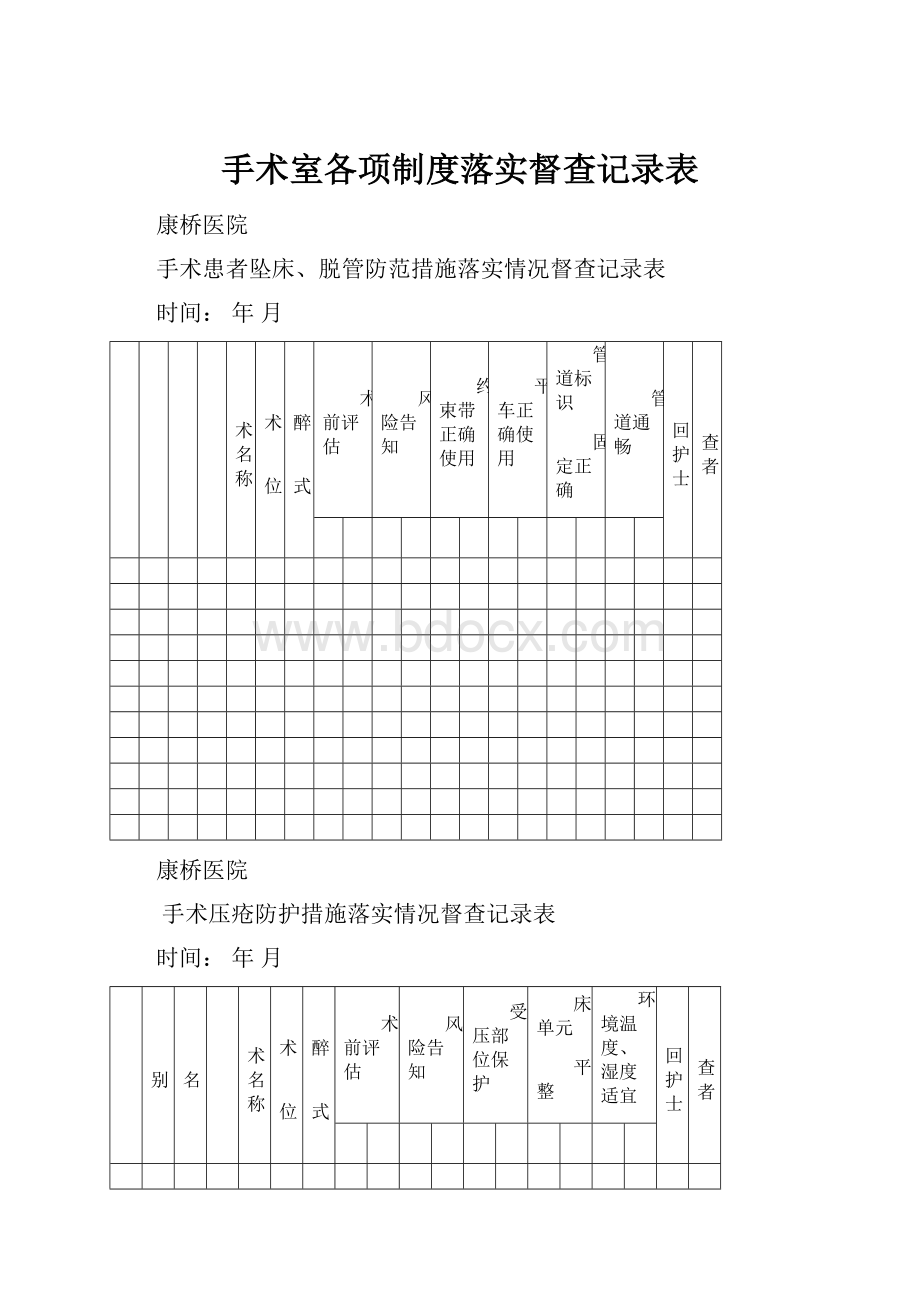 手术室各项制度落实督查记录表.docx_第1页