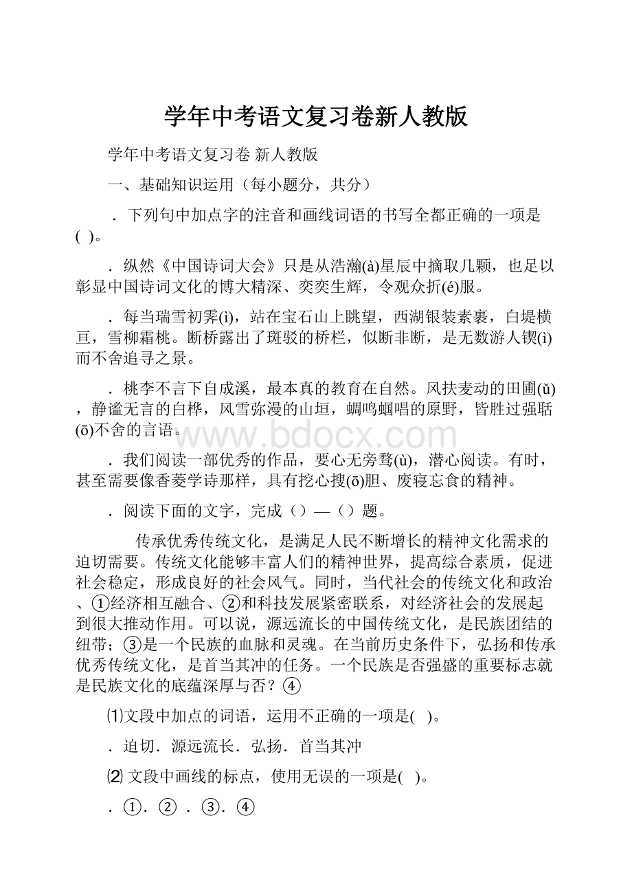 学年中考语文复习卷新人教版.docx