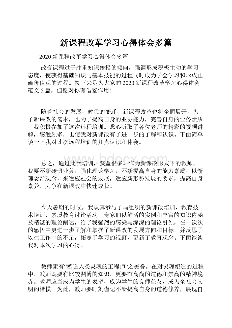 新课程改革学习心得体会多篇.docx