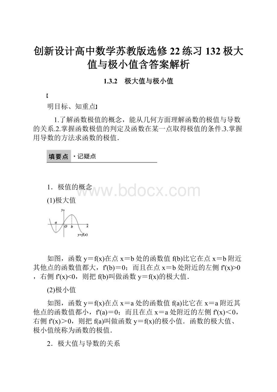 创新设计高中数学苏教版选修22练习132极大值与极小值含答案解析.docx_第1页