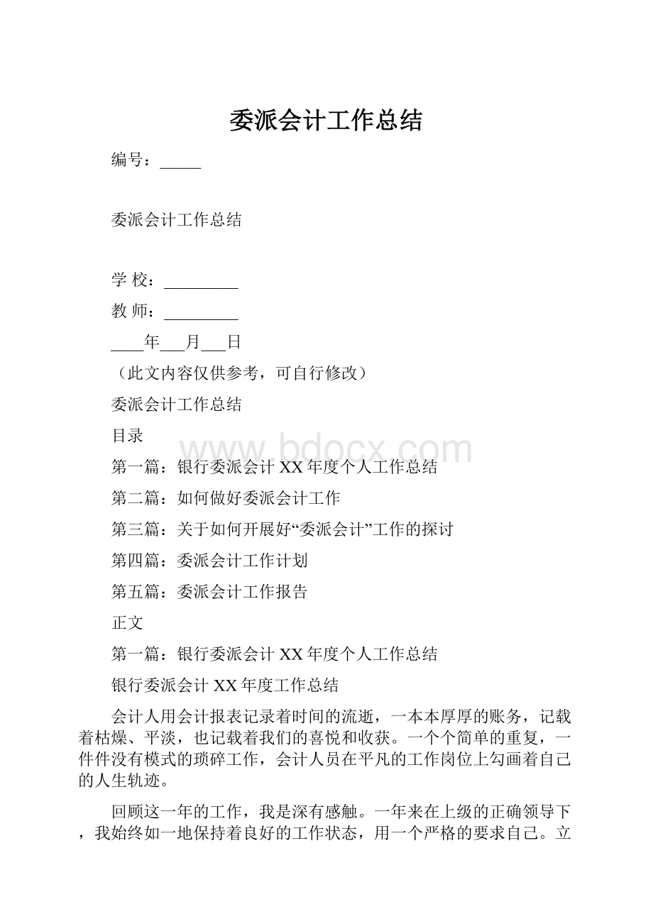 委派会计工作总结.docx