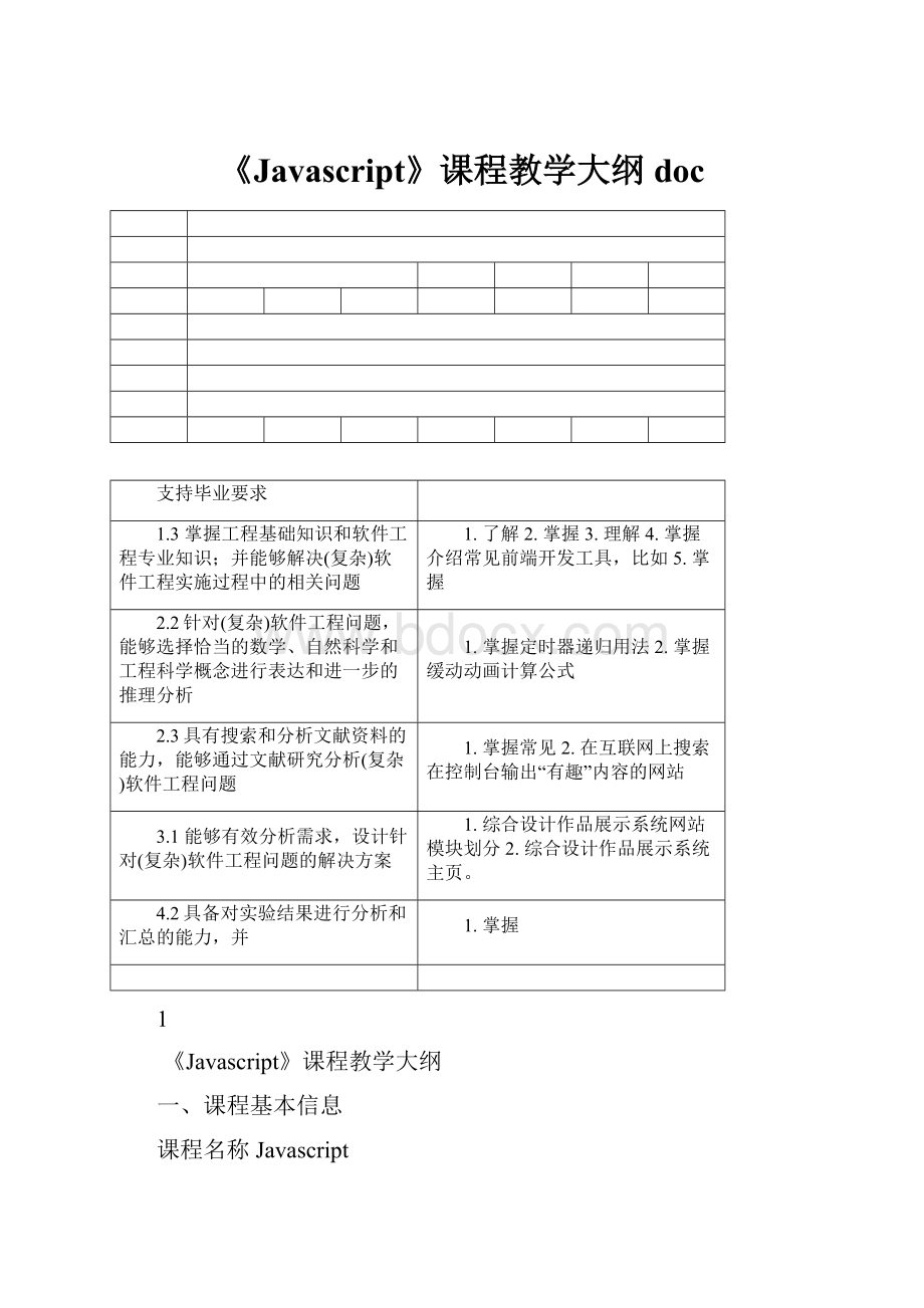 《Javascript》课程教学大纲doc.docx_第1页