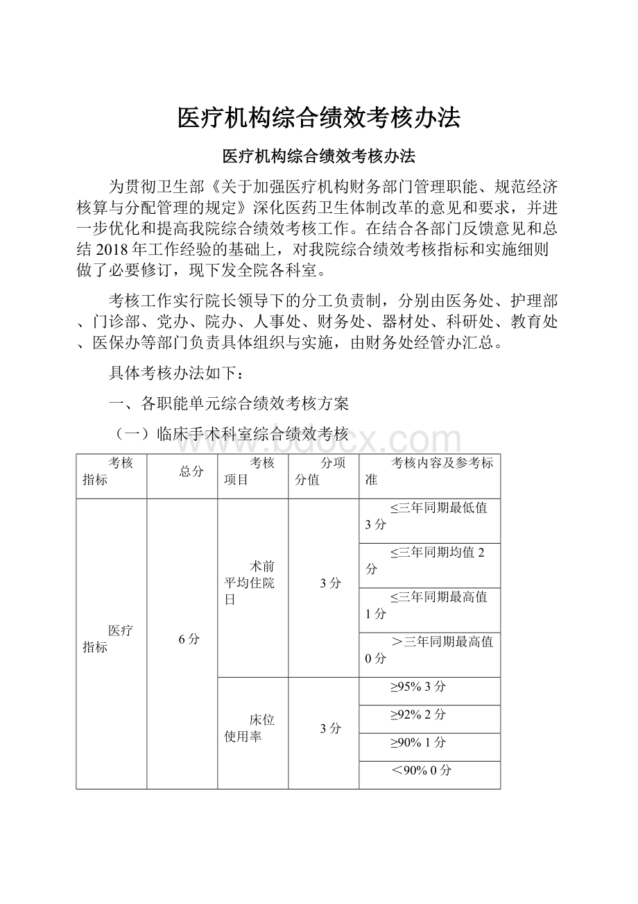 医疗机构综合绩效考核办法.docx