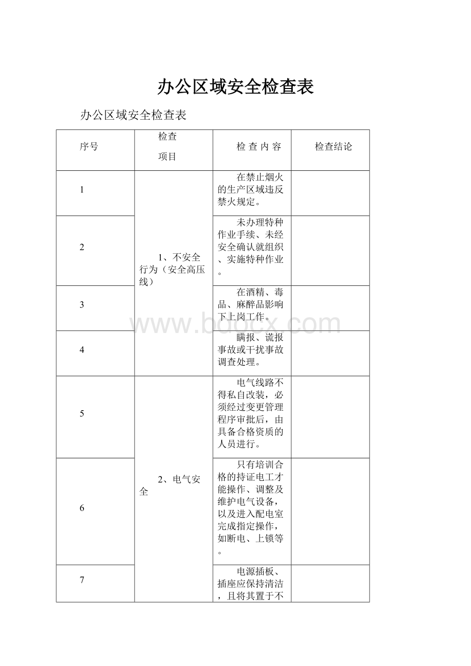 办公区域安全检查表.docx