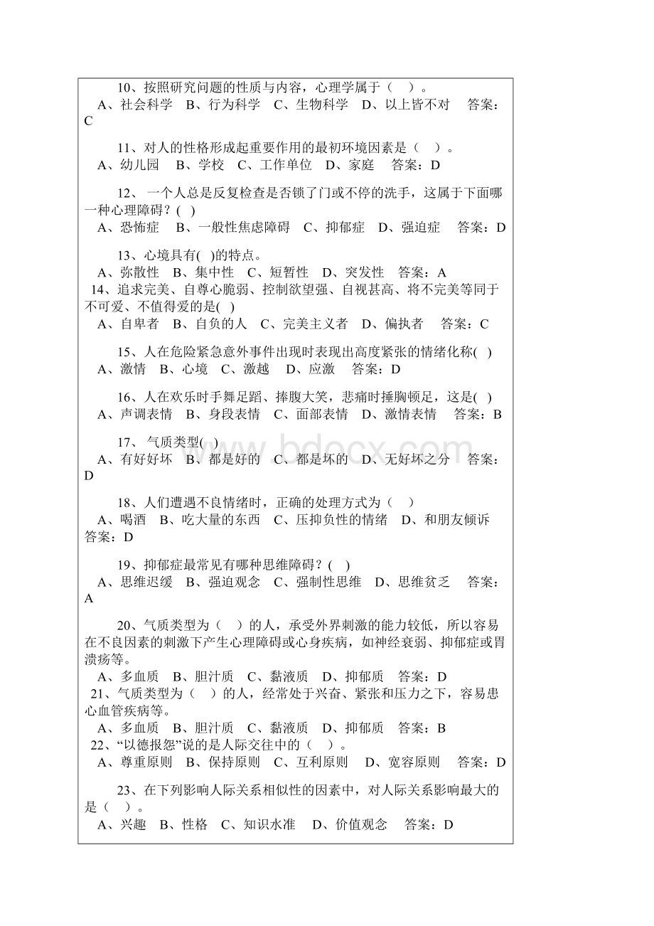 专业技术人员心理健康与心理调适考试试题答案.docx_第2页