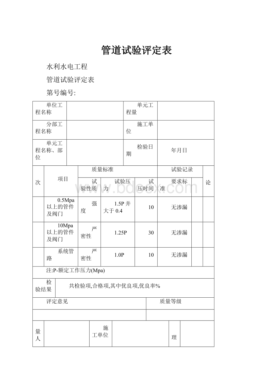 管道试验评定表.docx_第1页