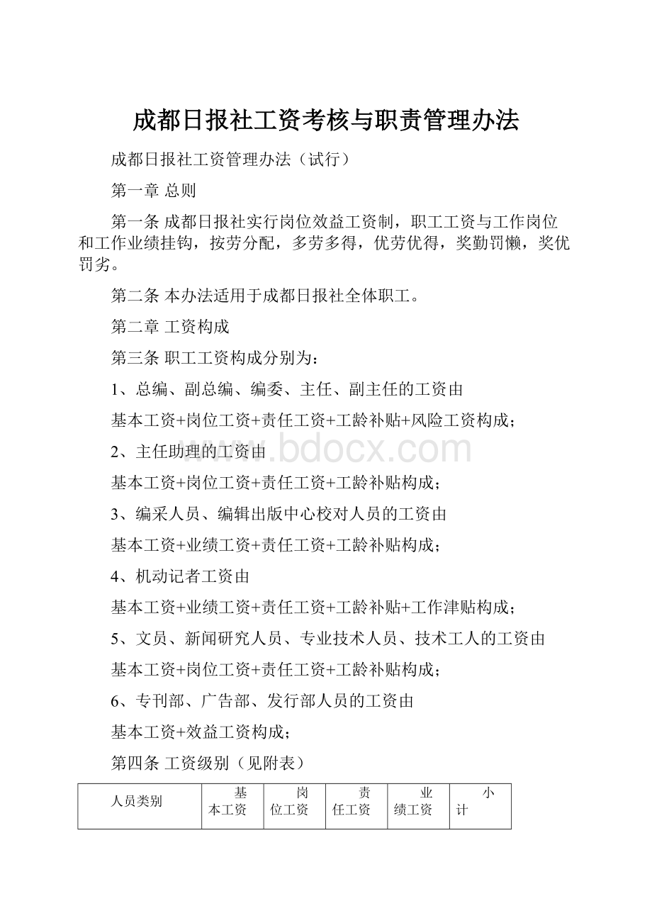 成都日报社工资考核与职责管理办法.docx_第1页